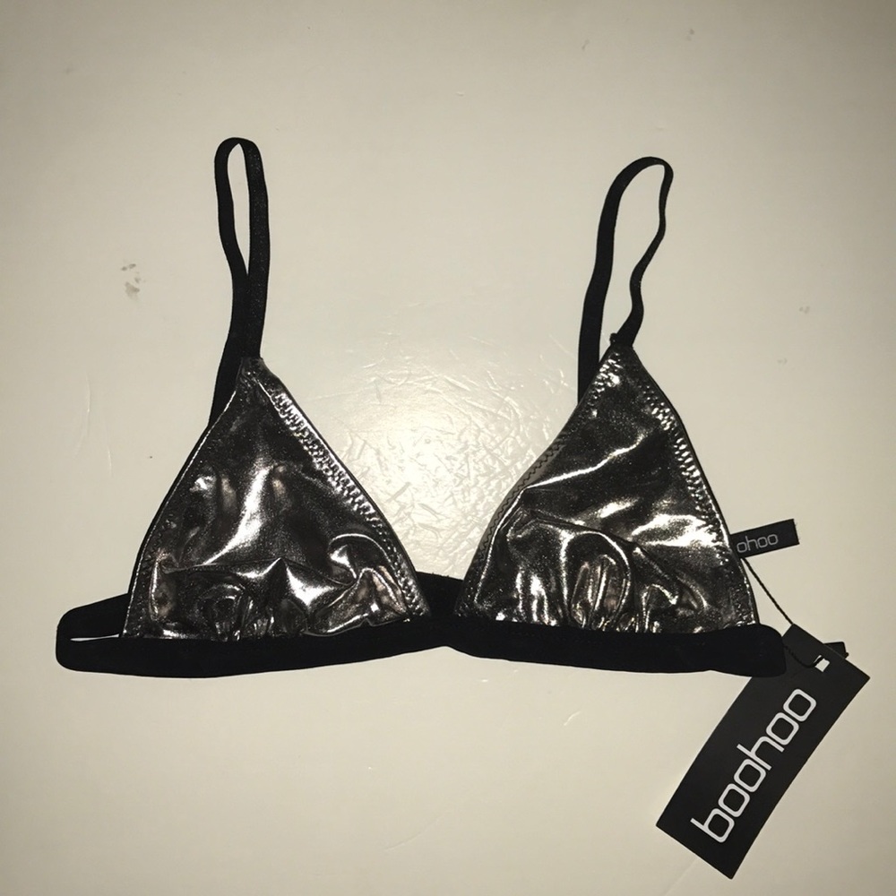 Boohoo Metallic Bralette Top